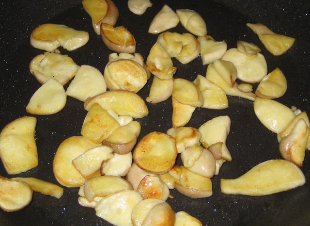 Puffballs turn a pleasing golden yellow when fried.