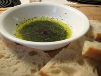 Herb butter with wild foraged mountain parsley and wild grape red wine vinegar.