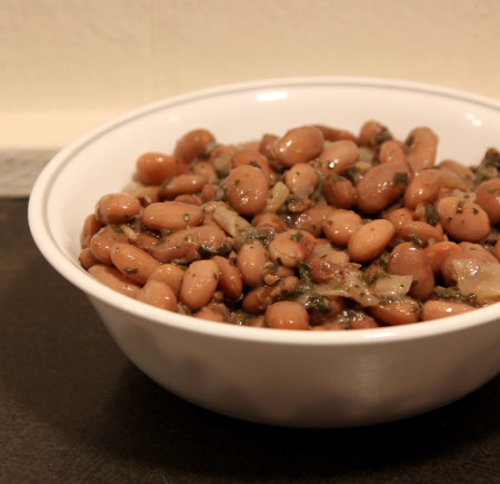 Dock and beans made with dried dock (Rumex sp.) is a cheap and easy crock-pot dish that goes a long way.