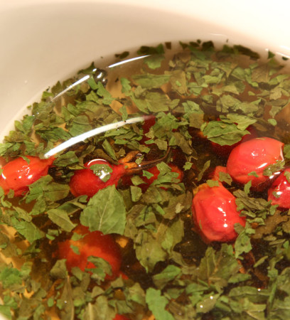 I enjoy rosehips brewed with mint for a winter tea.